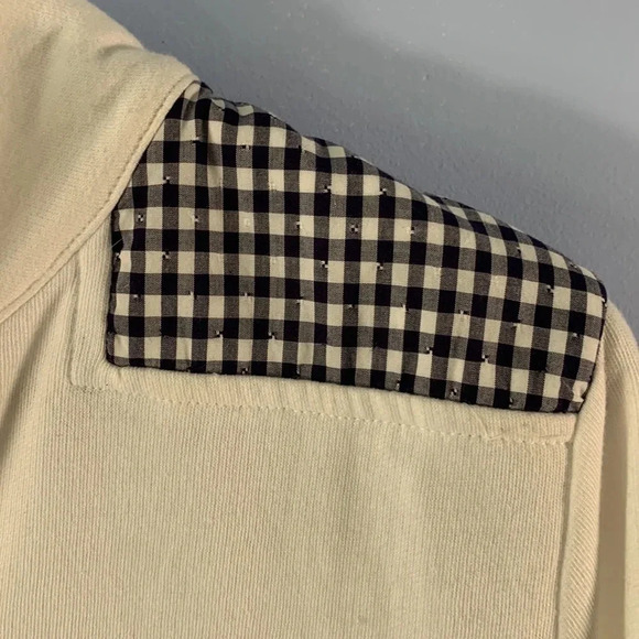 Tommy Hilfiger size xlarge womens white quarter zip pullover gingham shoulders - Picture 3 of 9
